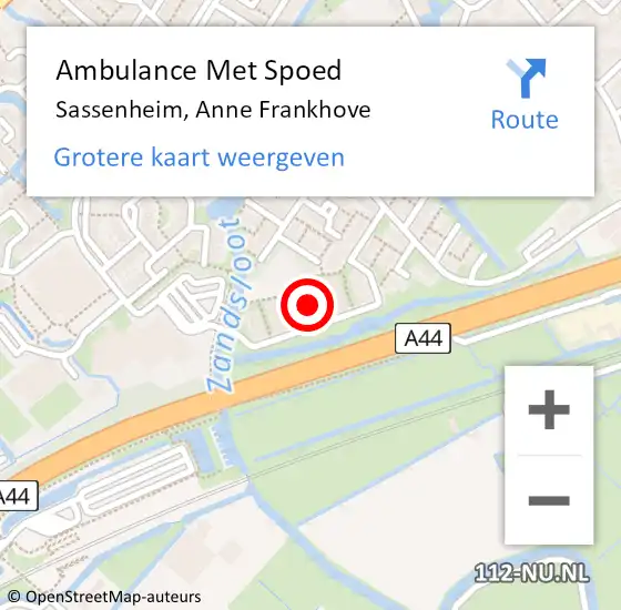 Locatie op kaart van de 112 melding: Ambulance Met Spoed Naar Sassenheim, Anne Frankhove op 13 december 2022 16:16