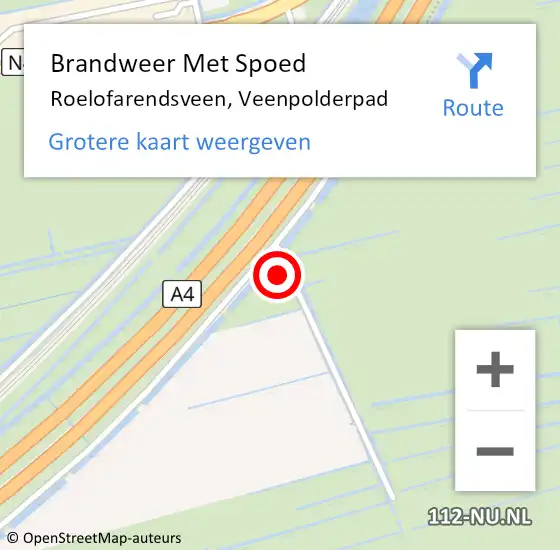 Locatie op kaart van de 112 melding: Brandweer Met Spoed Naar Roelofarendsveen, Veenpolderpad op 13 december 2022 16:17