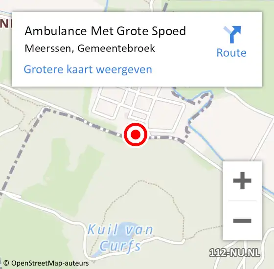 Locatie op kaart van de 112 melding: Ambulance Met Grote Spoed Naar Meerssen, Gemeentebroek op 8 augustus 2014 09:37