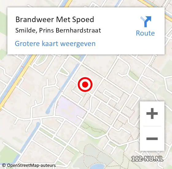 Locatie op kaart van de 112 melding: Brandweer Met Spoed Naar Smilde, Prins Bernhardstraat op 13 december 2022 16:27