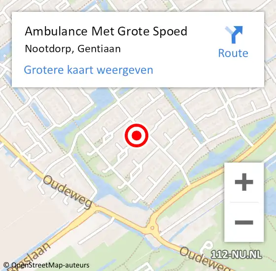 Locatie op kaart van de 112 melding: Ambulance Met Grote Spoed Naar Nootdorp, Gentiaan op 13 december 2022 16:28