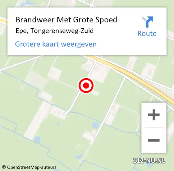 Locatie op kaart van de 112 melding: Brandweer Met Grote Spoed Naar Epe, Tongerenseweg-Zuid op 13 december 2022 16:34