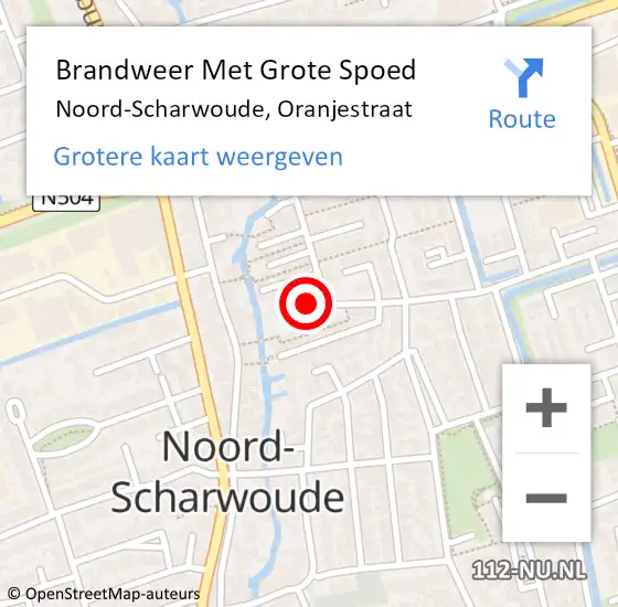 Locatie op kaart van de 112 melding: Brandweer Met Grote Spoed Naar Noord-Scharwoude, Oranjestraat op 13 december 2022 16:59