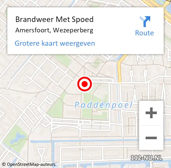 Locatie op kaart van de 112 melding: Brandweer Met Spoed Naar Amersfoort, Wezeperberg op 13 december 2022 17:02