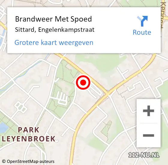 Locatie op kaart van de 112 melding: Brandweer Met Spoed Naar Sittard, Engelenkampstraat op 13 december 2022 17:08