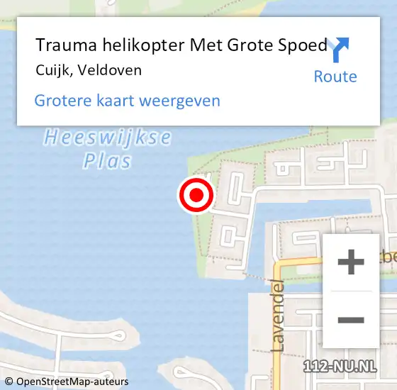 Locatie op kaart van de 112 melding: Trauma helikopter Met Grote Spoed Naar Cuijk, Veldoven op 13 december 2022 17:26