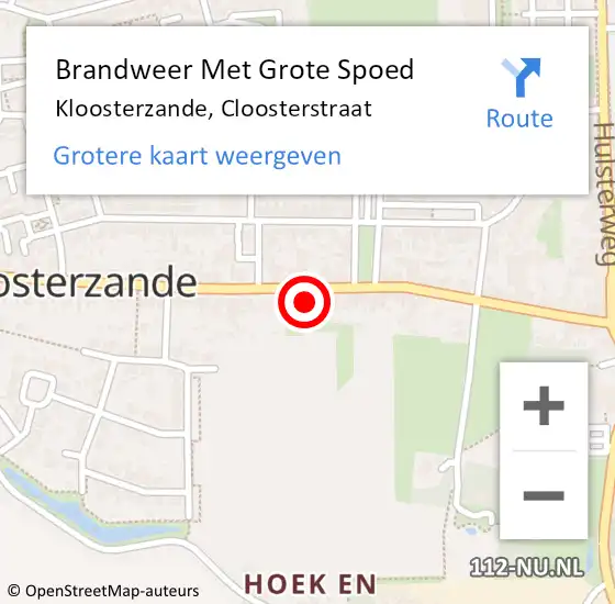 Locatie op kaart van de 112 melding: Brandweer Met Grote Spoed Naar Kloosterzande, Cloosterstraat op 13 december 2022 17:30