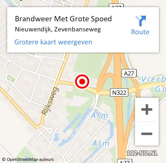 Locatie op kaart van de 112 melding: Brandweer Met Grote Spoed Naar Nieuwendijk, Zevenbanseweg op 13 december 2022 17:42