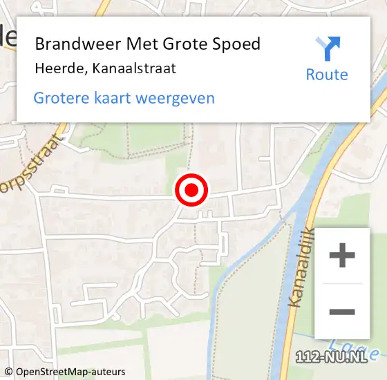 Locatie op kaart van de 112 melding: Brandweer Met Grote Spoed Naar Heerde, Kanaalstraat op 13 december 2022 17:52