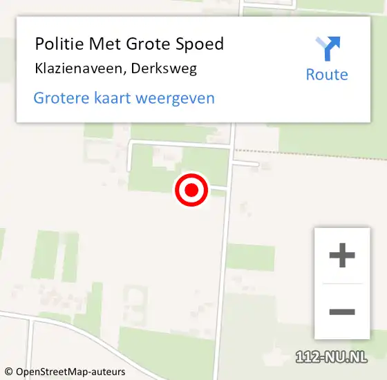 Locatie op kaart van de 112 melding: Politie Met Grote Spoed Naar Klazienaveen, Derksweg op 13 december 2022 17:57