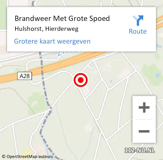 Locatie op kaart van de 112 melding: Brandweer Met Grote Spoed Naar Hulshorst, Hierderweg op 13 december 2022 18:05