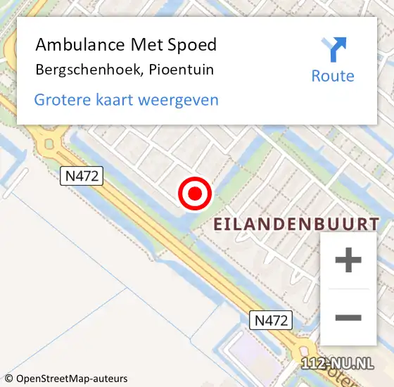 Locatie op kaart van de 112 melding: Ambulance Met Spoed Naar Bergschenhoek, Pioentuin op 13 december 2022 18:27