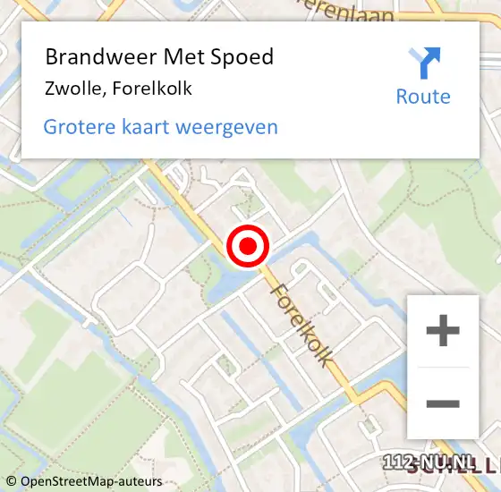 Locatie op kaart van de 112 melding: Brandweer Met Spoed Naar Zwolle, Forelkolk op 13 december 2022 18:27