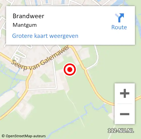 Locatie op kaart van de 112 melding: Brandweer Mantgum op 13 december 2022 18:37