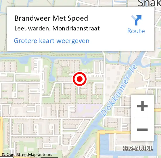 Locatie op kaart van de 112 melding: Brandweer Met Spoed Naar Leeuwarden, Mondriaanstraat op 13 december 2022 19:00