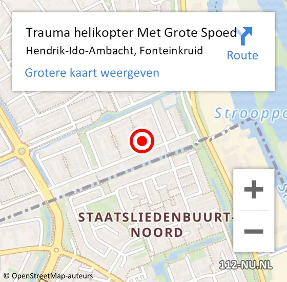 Locatie op kaart van de 112 melding: Trauma helikopter Met Grote Spoed Naar Hendrik-Ido-Ambacht, Fonteinkruid op 13 december 2022 19:06