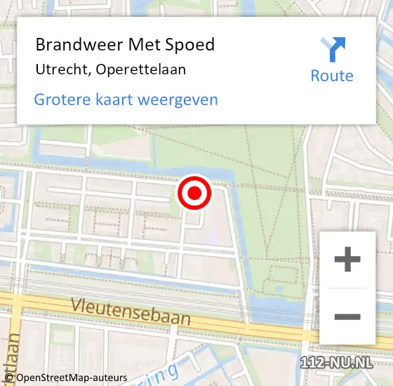 Locatie op kaart van de 112 melding: Brandweer Met Spoed Naar Utrecht, Operettelaan op 13 december 2022 19:20