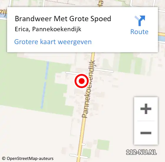 Locatie op kaart van de 112 melding: Brandweer Met Grote Spoed Naar Erica, Pannekoekendijk op 13 december 2022 19:31