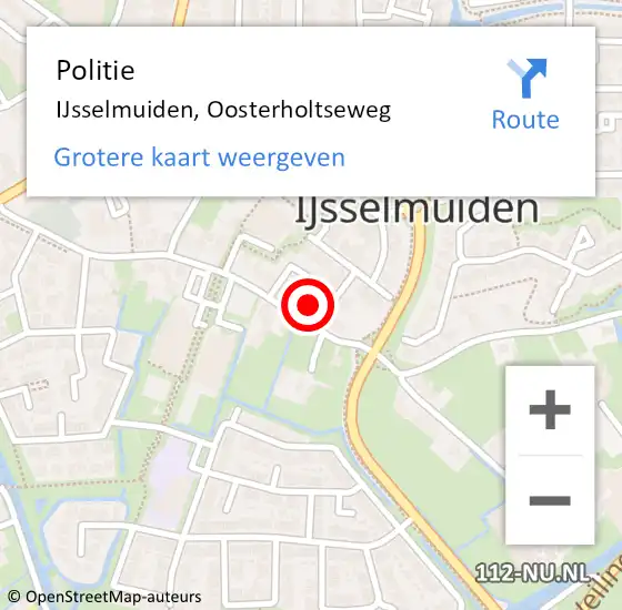 Locatie op kaart van de 112 melding: Politie IJsselmuiden, Oosterholtseweg op 13 december 2022 19:44