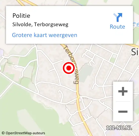 Locatie op kaart van de 112 melding: Politie Silvolde, Terborgseweg op 13 december 2022 20:34