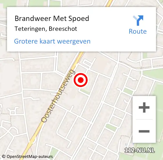 Locatie op kaart van de 112 melding: Brandweer Met Spoed Naar Teteringen, Breeschot op 13 december 2022 20:35