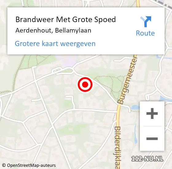 Locatie op kaart van de 112 melding: Brandweer Met Grote Spoed Naar Aerdenhout, Bellamylaan op 13 december 2022 20:38