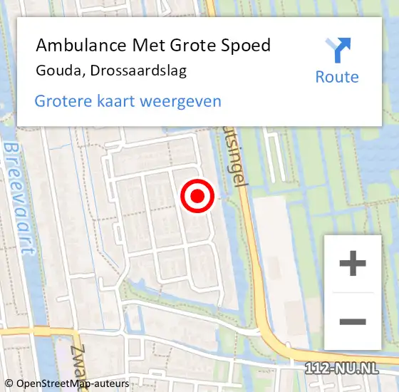 Locatie op kaart van de 112 melding: Ambulance Met Grote Spoed Naar Gouda, Drossaardslag op 13 december 2022 20:40