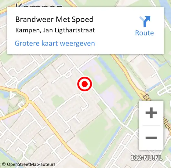 Locatie op kaart van de 112 melding: Brandweer Met Spoed Naar Kampen, Jan Ligthartstraat op 13 december 2022 20:41