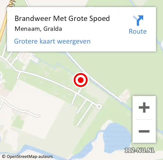 Locatie op kaart van de 112 melding: Brandweer Met Grote Spoed Naar Menaam, Gralda op 13 december 2022 20:59