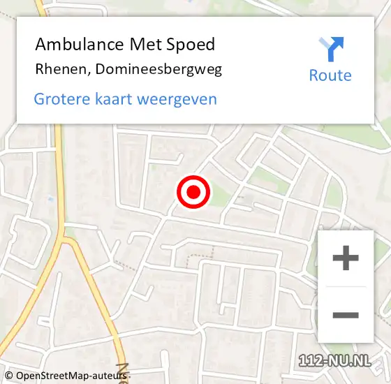 Locatie op kaart van de 112 melding: Ambulance Met Spoed Naar Rhenen, Domineesbergweg op 13 december 2022 21:12