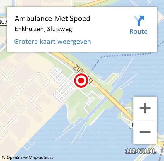 Locatie op kaart van de 112 melding: Ambulance Met Spoed Naar Enkhuizen, Sluisweg op 13 december 2022 21:23