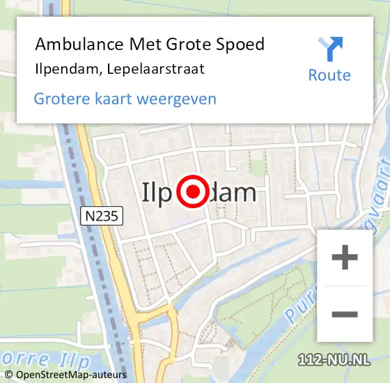Locatie op kaart van de 112 melding: Ambulance Met Grote Spoed Naar Ilpendam, Lepelaarstraat op 13 december 2022 21:44