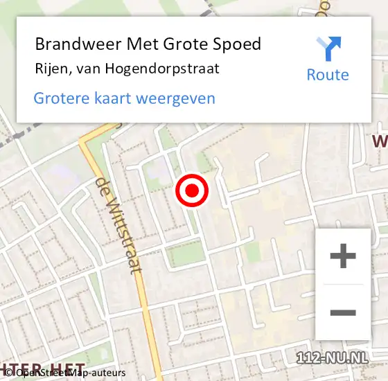 Locatie op kaart van de 112 melding: Brandweer Met Grote Spoed Naar Rijen, van Hogendorpstraat op 13 december 2022 21:44