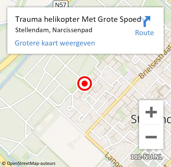 Locatie op kaart van de 112 melding: Trauma helikopter Met Grote Spoed Naar Stellendam, Narcissenpad op 13 december 2022 21:48