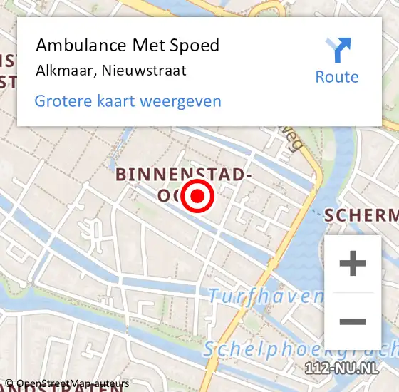 Locatie op kaart van de 112 melding: Ambulance Met Spoed Naar Alkmaar, Nieuwstraat op 13 december 2022 22:13