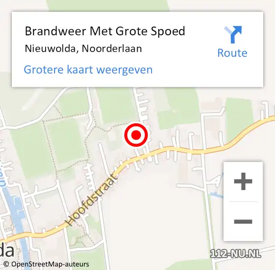 Locatie op kaart van de 112 melding: Brandweer Met Grote Spoed Naar Nieuwolda, Noorderlaan op 13 december 2022 22:24