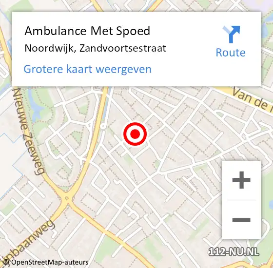 Locatie op kaart van de 112 melding: Ambulance Met Spoed Naar Noordwijk, Zandvoortsestraat op 13 december 2022 22:59