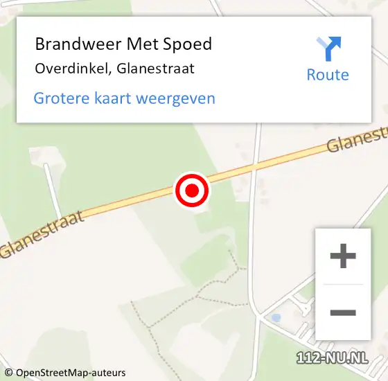 Locatie op kaart van de 112 melding: Brandweer Met Spoed Naar Overdinkel, Glanestraat op 13 december 2022 23:38