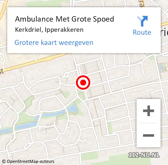 Locatie op kaart van de 112 melding: Ambulance Met Grote Spoed Naar Kerkdriel, Ipperakkeren op 14 december 2022 00:05