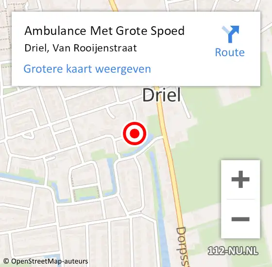 Locatie op kaart van de 112 melding: Ambulance Met Grote Spoed Naar Driel, Van Rooijenstraat op 14 december 2022 00:20