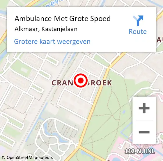 Locatie op kaart van de 112 melding: Ambulance Met Grote Spoed Naar Alkmaar, Kastanjelaan op 14 december 2022 02:46