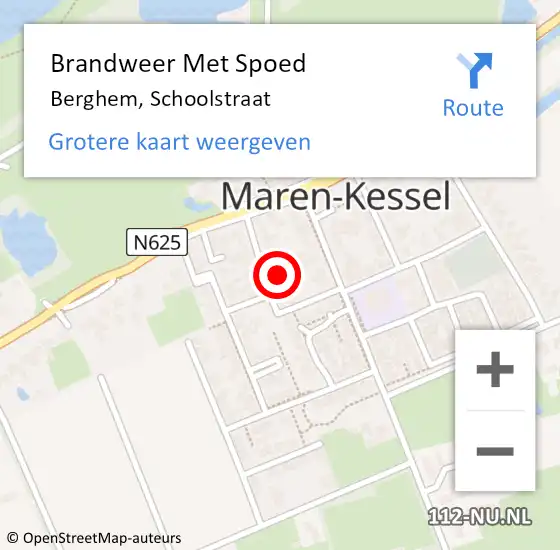 Locatie op kaart van de 112 melding: Brandweer Met Spoed Naar Berghem, Schoolstraat op 14 december 2022 02:52