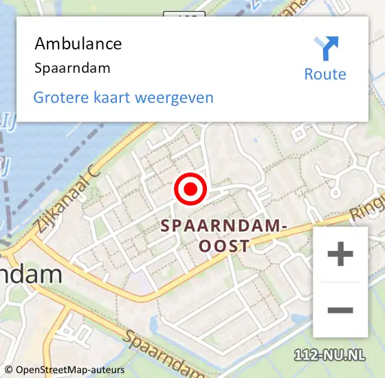 Locatie op kaart van de 112 melding: Ambulance Spaarndam op 14 december 2022 03:12