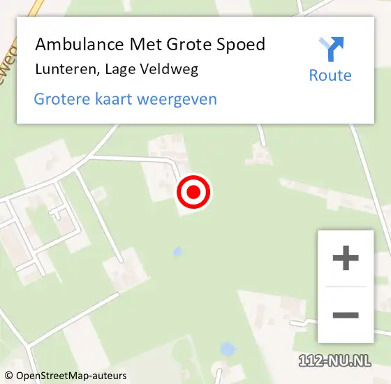 Locatie op kaart van de 112 melding: Ambulance Met Grote Spoed Naar Lunteren, Lage Veldweg op 14 december 2022 03:14