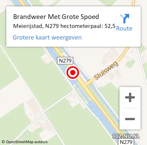 Locatie op kaart van de 112 melding: Brandweer Met Grote Spoed Naar Meierijstad, N279 hectometerpaal: 52,5 op 14 december 2022 03:36