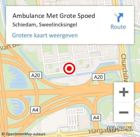 Locatie op kaart van de 112 melding: Ambulance Met Grote Spoed Naar Schiedam, Sweelincksingel op 14 december 2022 03:43