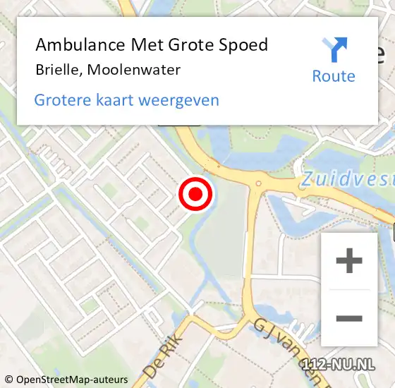 Locatie op kaart van de 112 melding: Ambulance Met Grote Spoed Naar Brielle, Moolenwater op 14 december 2022 06:14