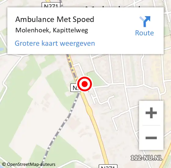 Locatie op kaart van de 112 melding: Ambulance Met Spoed Naar Molenhoek, Kapittelweg op 14 december 2022 06:55