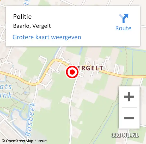 Locatie op kaart van de 112 melding: Politie Baarlo, Vergelt op 14 december 2022 06:57