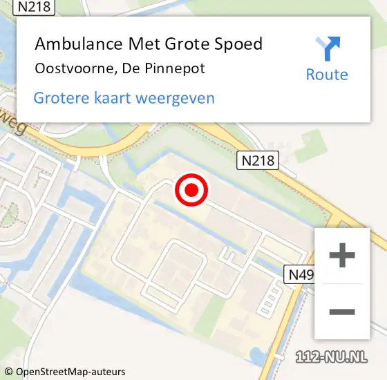 Locatie op kaart van de 112 melding: Ambulance Met Grote Spoed Naar Oostvoorne, De Pinnepot op 14 december 2022 06:58